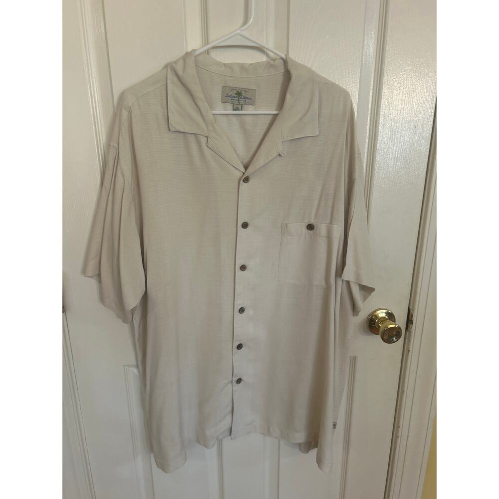 Island Shores Ivory Washable‎ Silk SS Camp Shirt Size XXL